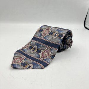 Vintage Halston Neck Tie Mens Standard Size Blue 100% Italian Silk Striped